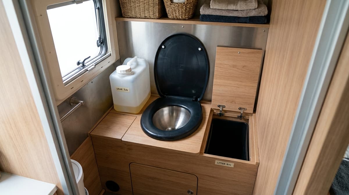 Vue réaliste de l’installation dans un van
