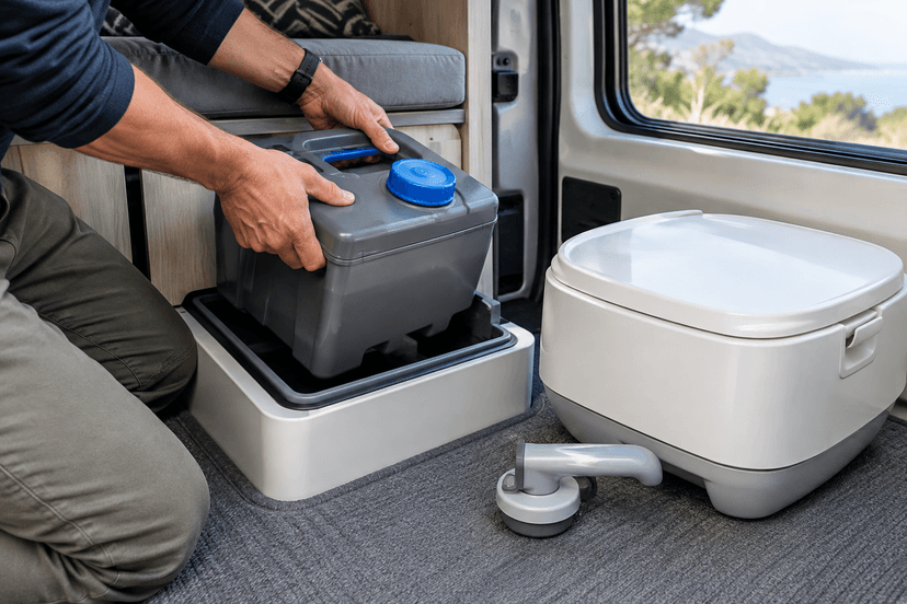 WC chimique en van : portable, cassette ou toilette sèche ?